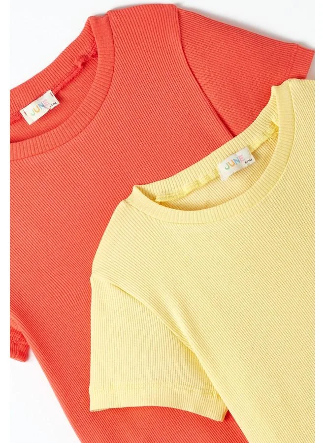 JUNE June Girl 2-Pack Camisole Basic Tshirt Coral - Yellow