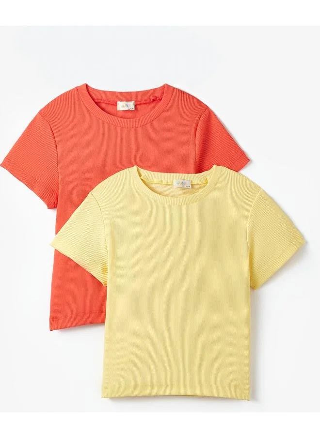 JUNE June Girl 2-Pack Camisole Basic Tshirt Coral - Yellow