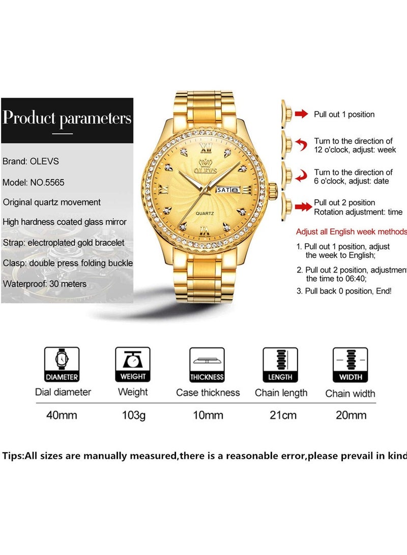 OLEVS Men's Luxury Diamond Waterproof Exquisite Business Casual Analog Quartz Watch 5565 - Image 4
