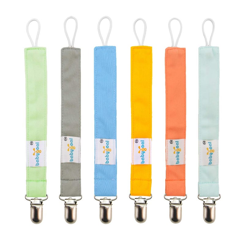 babygoal Baby Pacifier Clips, 6 Pack Pacifier Holder for Boys and Girls Fits Most Pacifiers and Binkies 6MP10 - Image 1