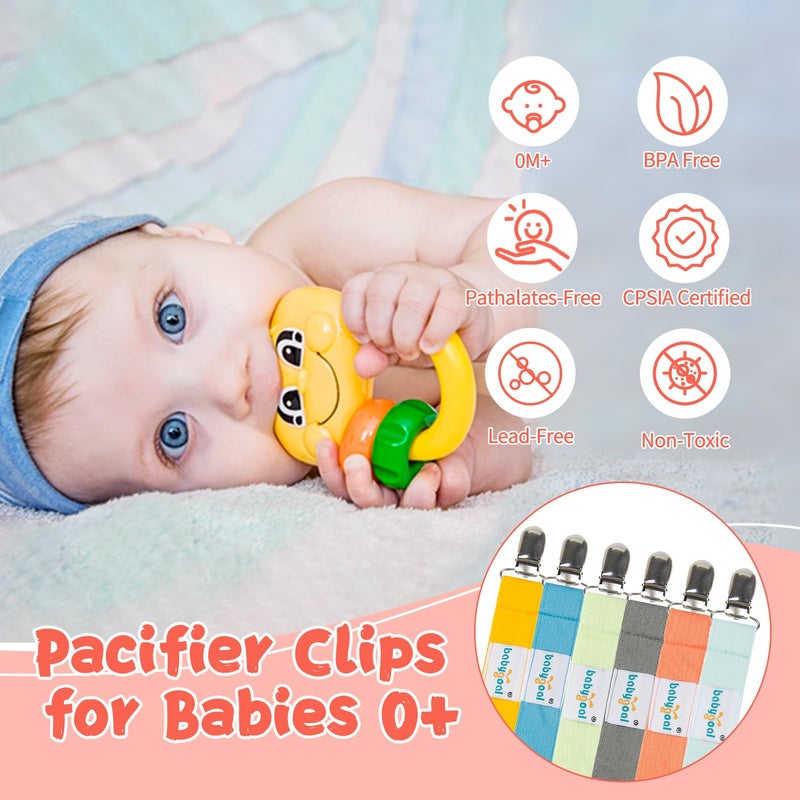 babygoal Baby Pacifier Clips, 6 Pack Pacifier Holder for Boys and Girls Fits Most Pacifiers and Binkies 6MP10 - Image 2