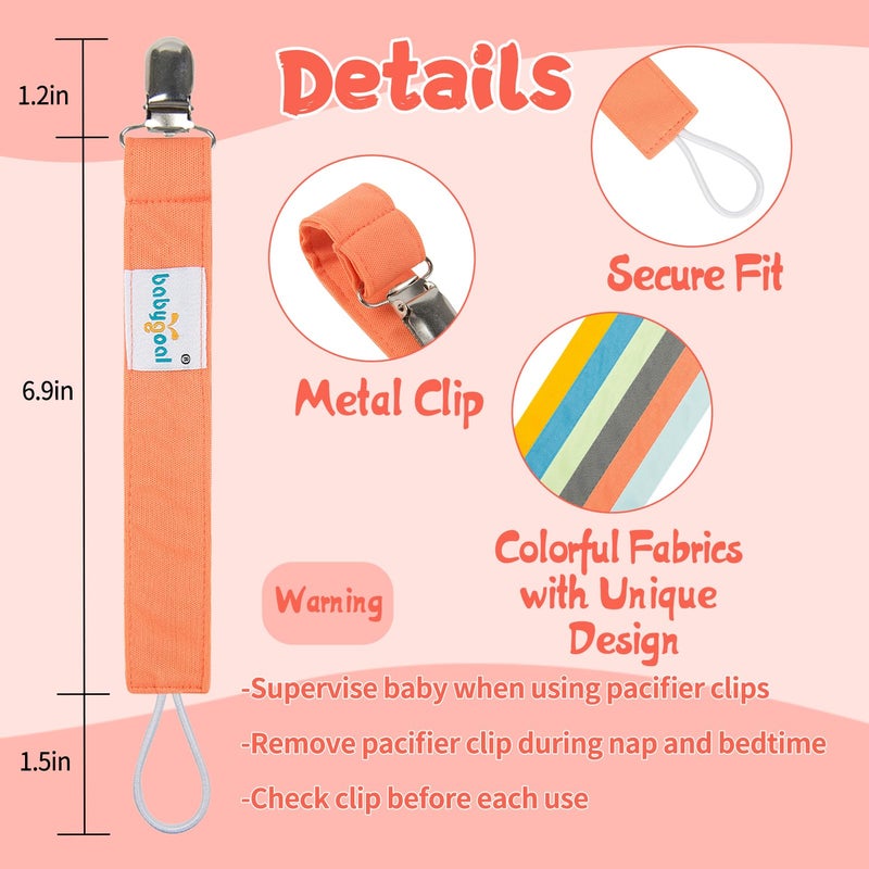 babygoal Baby Pacifier Clips, 6 Pack Pacifier Holder for Boys and Girls Fits Most Pacifiers and Binkies 6MP10 - Image 3