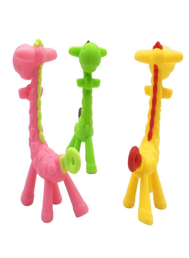 AEREX Infant Giraffe Shape Teether For Baby 100% Food Grade, Bpa Free Silicone Teething Baby Teether Teething Toy Baby Teether For 3 To 12 Months Baby (Pack Of 2),Green - Image 1