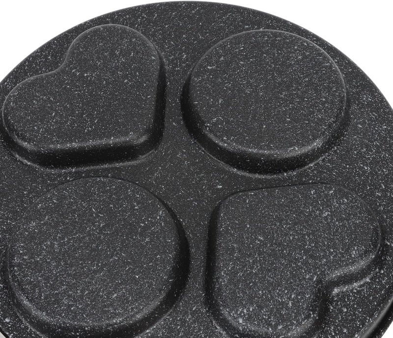 Shrux NonStick 4 Holes Kitchen Baking and Frying pan 2Round 2Heart Shape Omelet Idlli Dumplings and Pancake Baking pan with HeatResistance Handle Breakfast and Dinner Making pan1Pcs - Image 3