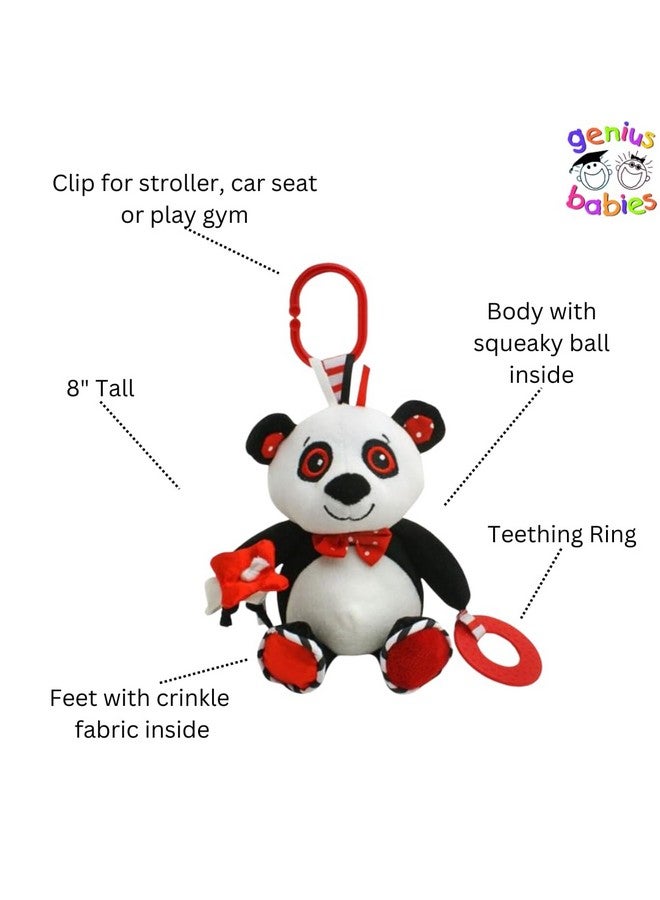 Genius Baby Toys Genius Baby Toys Panda Soft Sensory Toy with Teething Ring for Baby, Attaches to Stroller, 8"  - Image 5