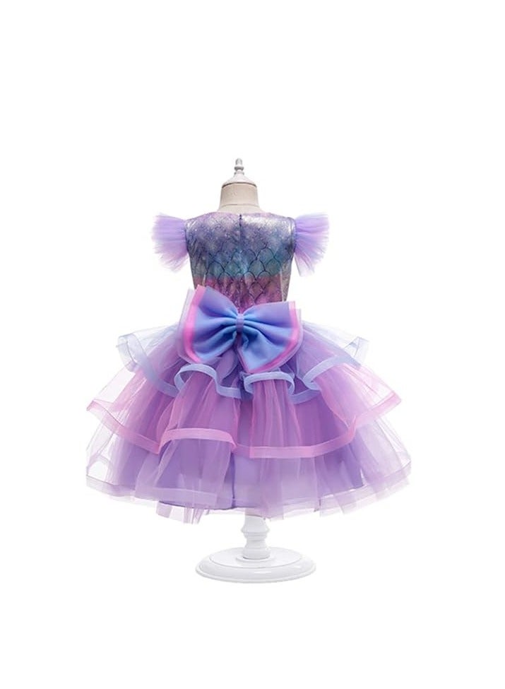 زي فستان الأميرة الأرجواني للفتيات من يلا بيبي مع ملحقات مجانية - 90-140 سم 3-12 سنة ملابس تنكرية لحفلات أعياد الميلاد - Image 2