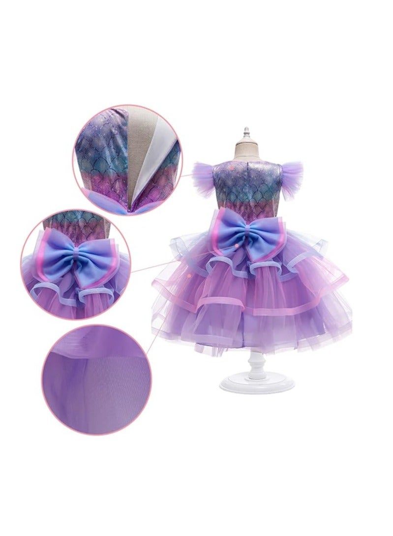 زي فستان الأميرة الأرجواني للفتيات من يلا بيبي مع ملحقات مجانية - 90-140 سم 3-12 سنة ملابس تنكرية لحفلات أعياد الميلاد - Image 4