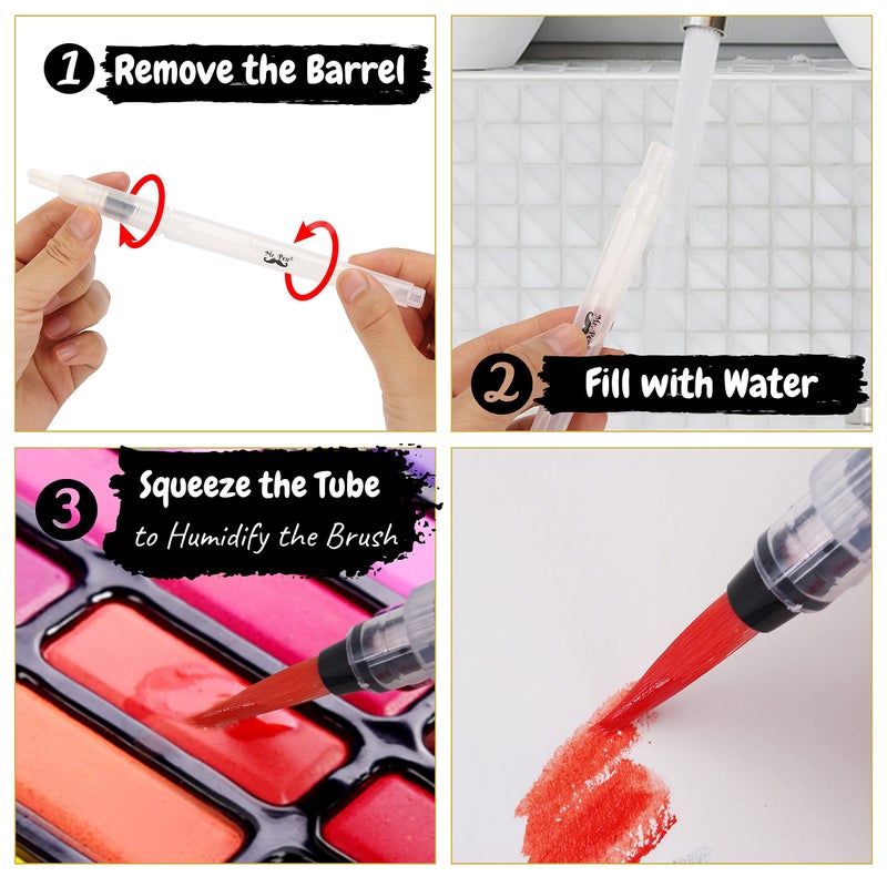 Mr. Pen- Watercolor Brush Pens, 6 pcs, Water Brush Pens for Watercolor, Water Color Pen, Watercolor Paint Pens, Refillable Watercolor Brush Pens, Water Paint Brush, Water Brushes for Watercolor - Image 5