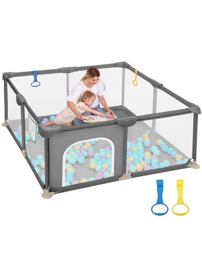 Dripex Baby Playpen, 48"×48" Play Pens for Babies and Toddlers, Safe Anti-Fall Play Yard with Gates, Baby Fence with Breathable Mesh, Indoor & Outdoor Kids Activity Center, Anchor Grey - Image 1