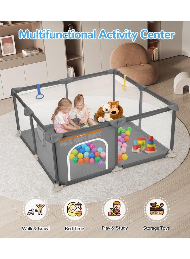 Dripex Baby Playpen, 48"×48" Play Pens for Babies and Toddlers, Safe Anti-Fall Play Yard with Gates, Baby Fence with Breathable Mesh, Indoor & Outdoor Kids Activity Center, Anchor Grey - Image 5