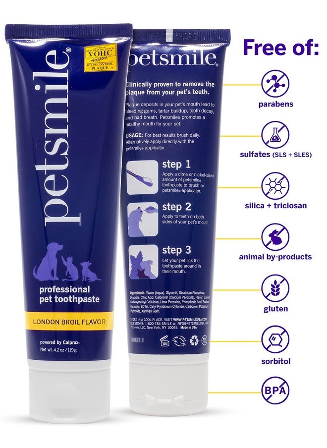 petsmile Petsmile Professional Pet Toothpaste - Cat & Dog Toothpaste for Plaque, Tartar, & Bad Breath - VOHC Accepted Non Enzymatic Dental Care for Cat & Dog Teeth Cleaning (London Broil, 4.2 Oz)  - Image 2