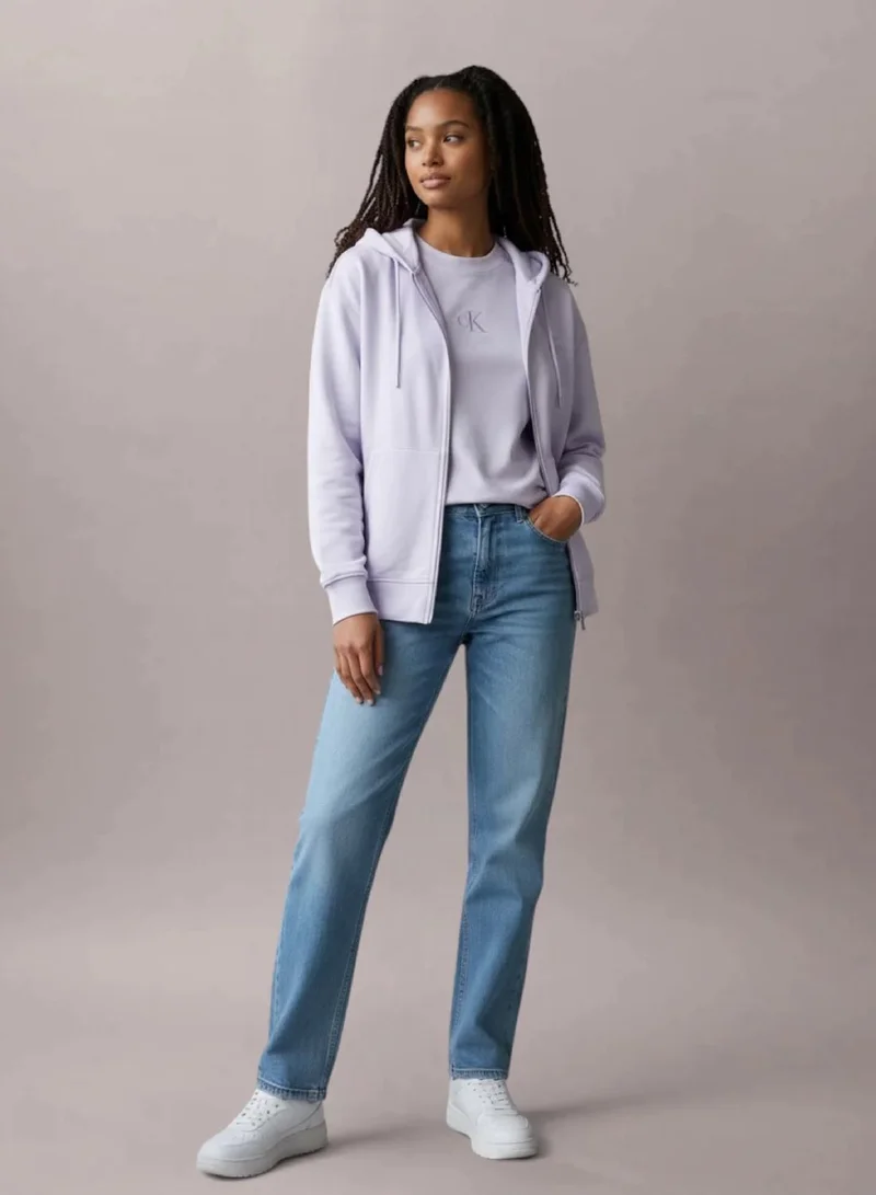 Calvin Klein Island Lilac Terry Embossed Monologo Relaxed Hoodie for Women | Best Price UAE