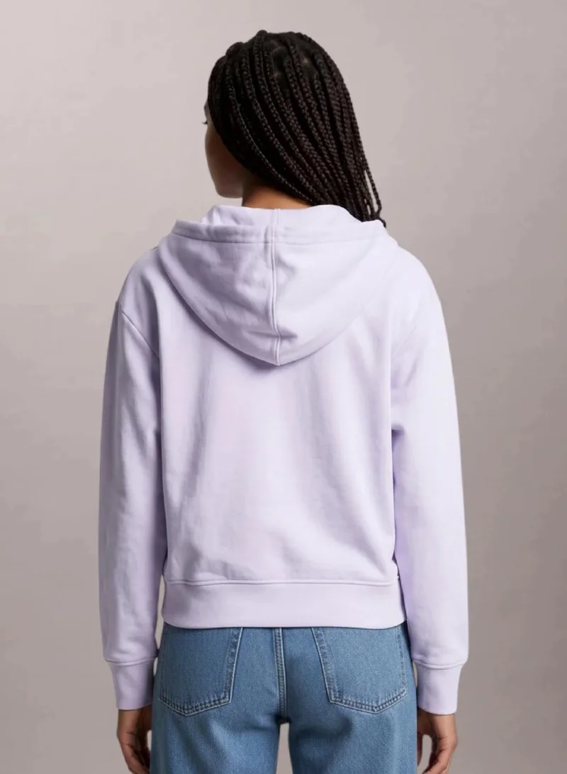 Calvin Klein Island Lilac Terry Embossed Monologo Relaxed Hoodie for Women | Best Price UAE