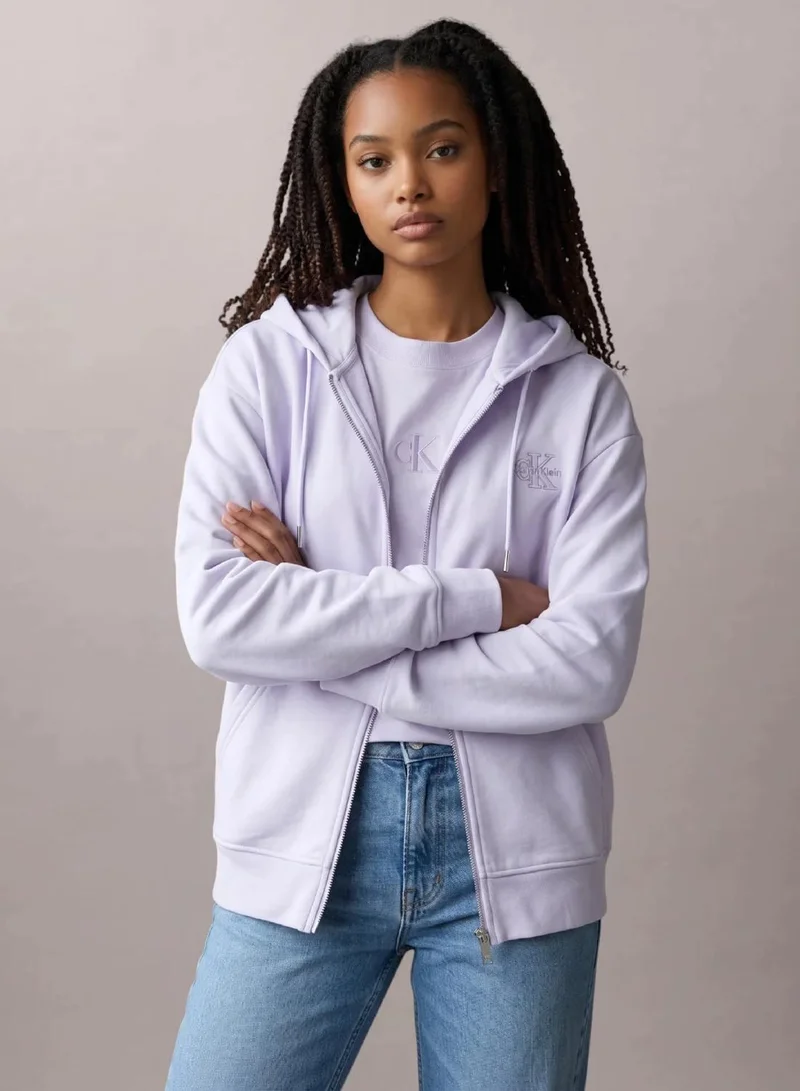 Terry Embossed Monologo Relaxed Hoodie