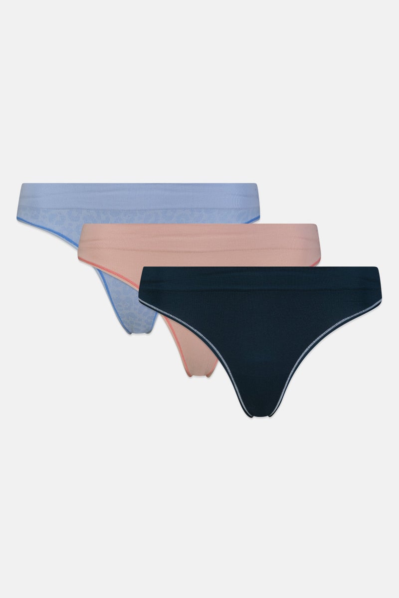Layer 8 ثلاث قطع من السراويل الداخلية النسائية ذات القوام المنقوش، متعددة الألوان - Image 5