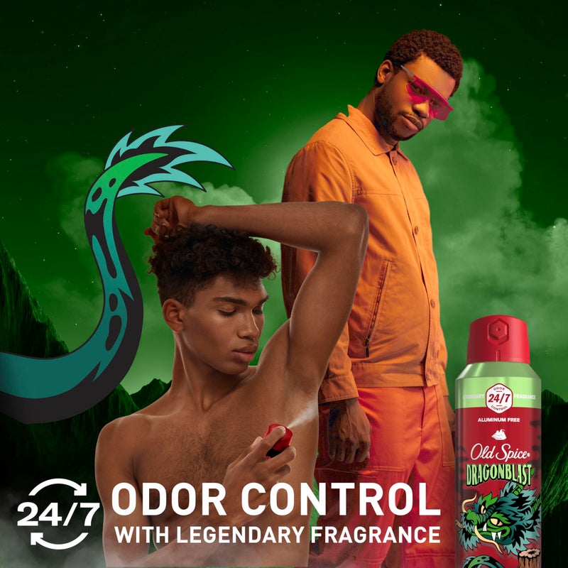 Old Spice Aluminum Free Body Spray for Men, 24/7 Odor Protection, 24/7 Lasting Fragnance & Freshness, Cologne Quality Scent, Dragonblast with Warm Woodsy Scent, 5.1 oz (Pack of 3) - Image 3