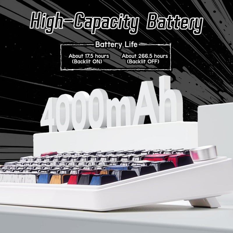 Aula F75 Pro Wireless Gaming Keyboard 75 Gasket Mount Hot-Swappable Mechanical Keyboard with Rotary Knob RGB Backlit Sound-Dampened Reaper Switches Side-Printed PBT Keycaps Bluetooth 5.0/ 2.4GHz/ USB-C Connectivity Gradient Design - Image 5