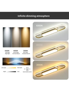 Ganeed Modern LED Flush Mount Ceiling Lights Dimmable Gold LED Ceiling Lamp with Remote Control Acrylic Linear Ceiling Lighting Fixture for Living Room Kitchen Dining Room Bedroom (40W/3000-6500K)  - Image 4