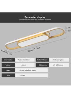 Ganeed Modern LED Flush Mount Ceiling Lights Dimmable Gold LED Ceiling Lamp with Remote Control Acrylic Linear Ceiling Lighting Fixture for Living Room Kitchen Dining Room Bedroom (40W/3000-6500K)  - Image 3