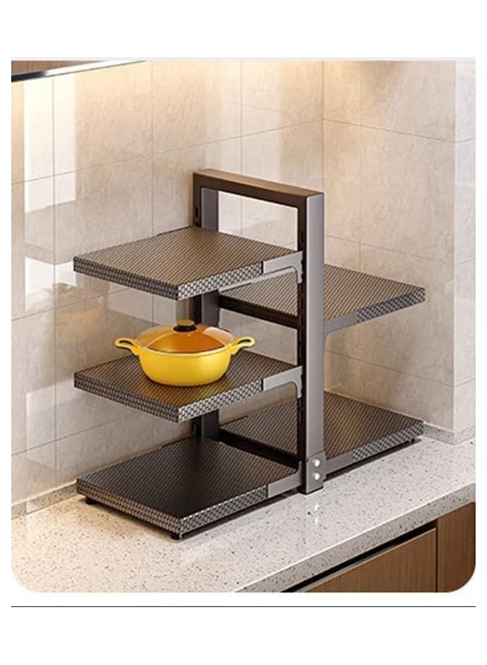 بلومنغ تايم رف منظم متعدد الطبقات لأواني المطبخ، حامل تخزين أواني الطهي قابل للتوسيع مع أرفف قابلة للتعديل، أسود - Image 3