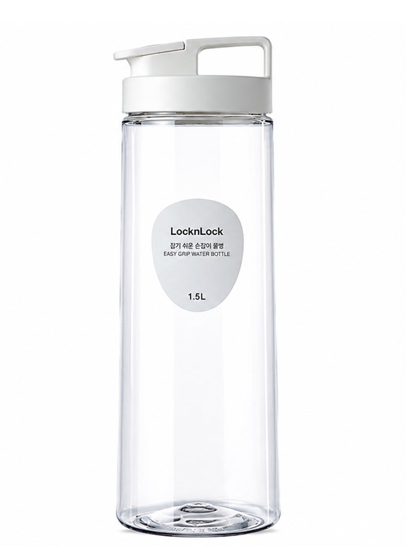 LocknLock Easy Grip Water Bottle 1.5L , Grey, BPA-Free Transparent Fridge & Tabletop Hydration Bottle with Detachable Lid for Home & Office Use