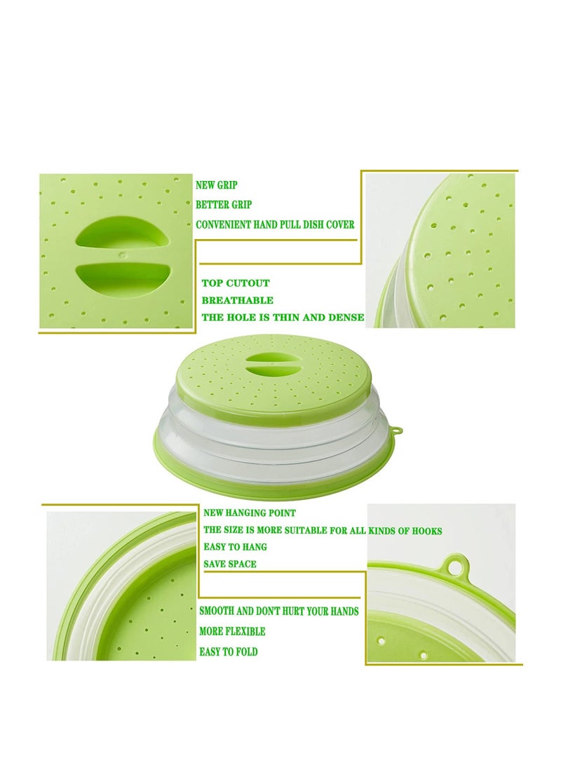 SYOSI [2 حزمة]غطاء طعام مكروويف مغطى بالتسرب مع مقبض سهل الاستخدام، آمن لغسالة الصحون، خالي من BPA، سيليكون وبلاستيك، دائري 10.5 بوصة - Image 4