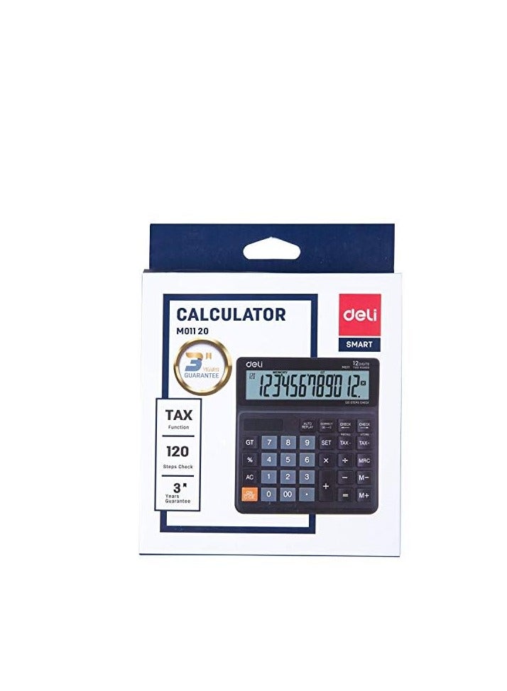 Deli EM01120 LCD Display Screen Calculator, Black - Image 1