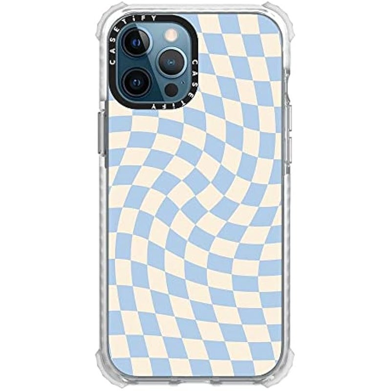 Casetify Ultra Impact iPhone 12 Pro Max Case 【9.8ft Drop Protection】 - Check II - Baby Blue Twist - Clear - Image 2