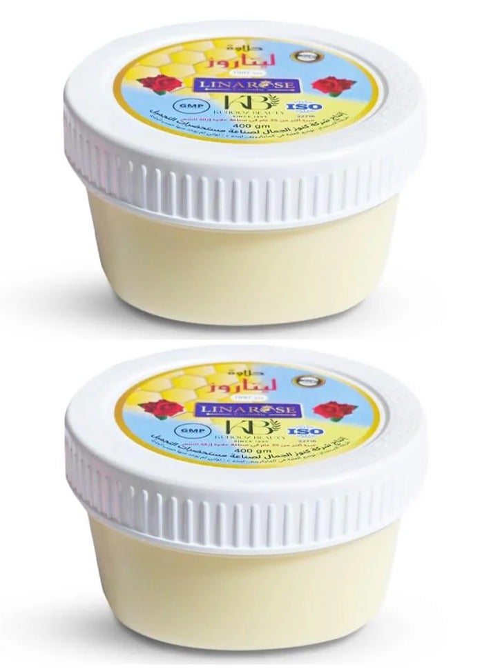 لينا روز قطعتين من حلاوة مزيل شعر للنساء ابيض - 400x2 جرام - Image 1