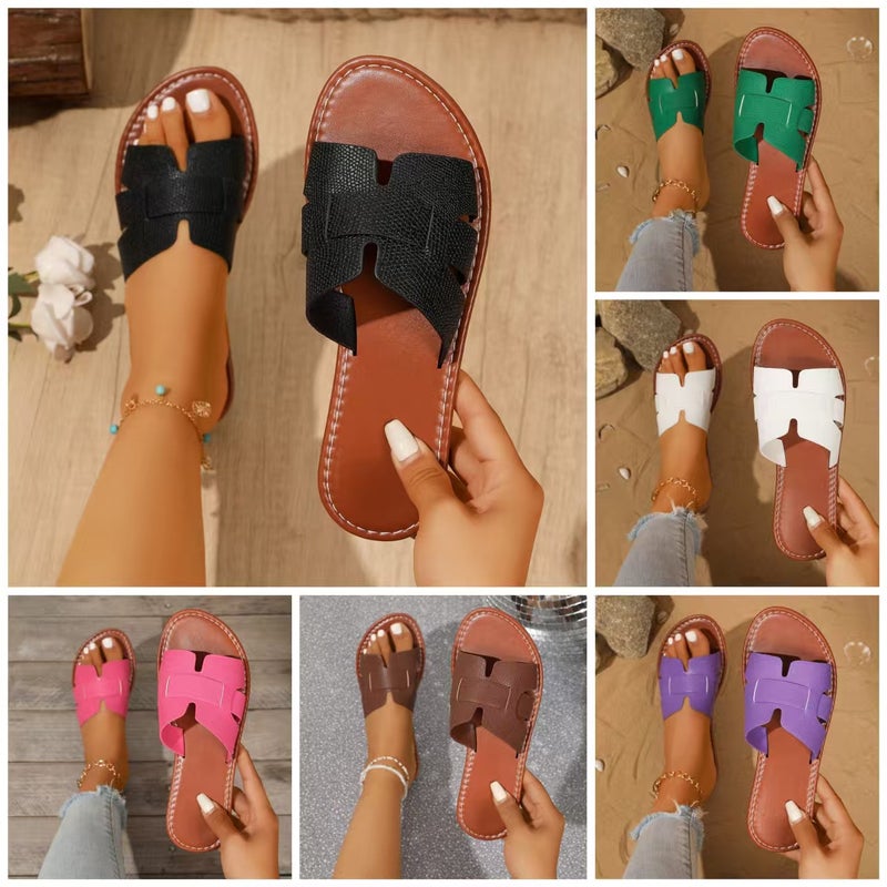 Large Size Slippers Beach Sandals Open-Toe Multi-Color Flat Slippers Batch - Image 2