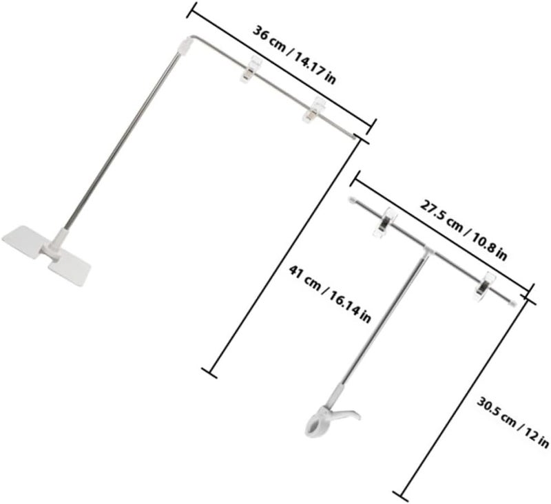 ABOOFAN Adjustable Stainless Steel Poster Stand Set 2pcs with T-clamp and L-shaped Tabletop Holder White for Wedding Signs Advertising Display - Image 2