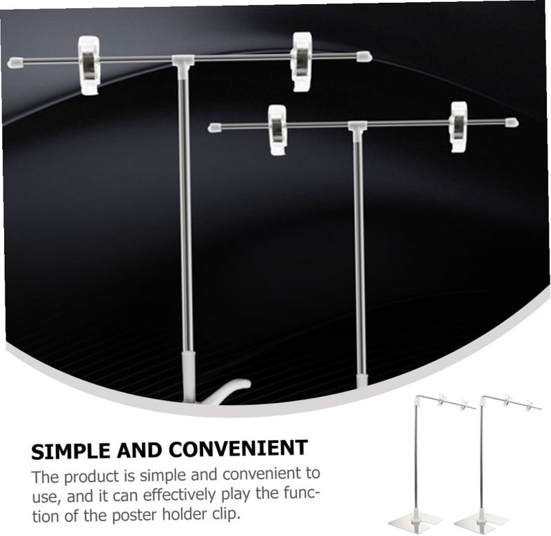 ABOOFAN Adjustable Stainless Steel Poster Stand Set 2pcs with T-clamp and L-shaped Tabletop Holder White for Wedding Signs Advertising Display - Image 3
