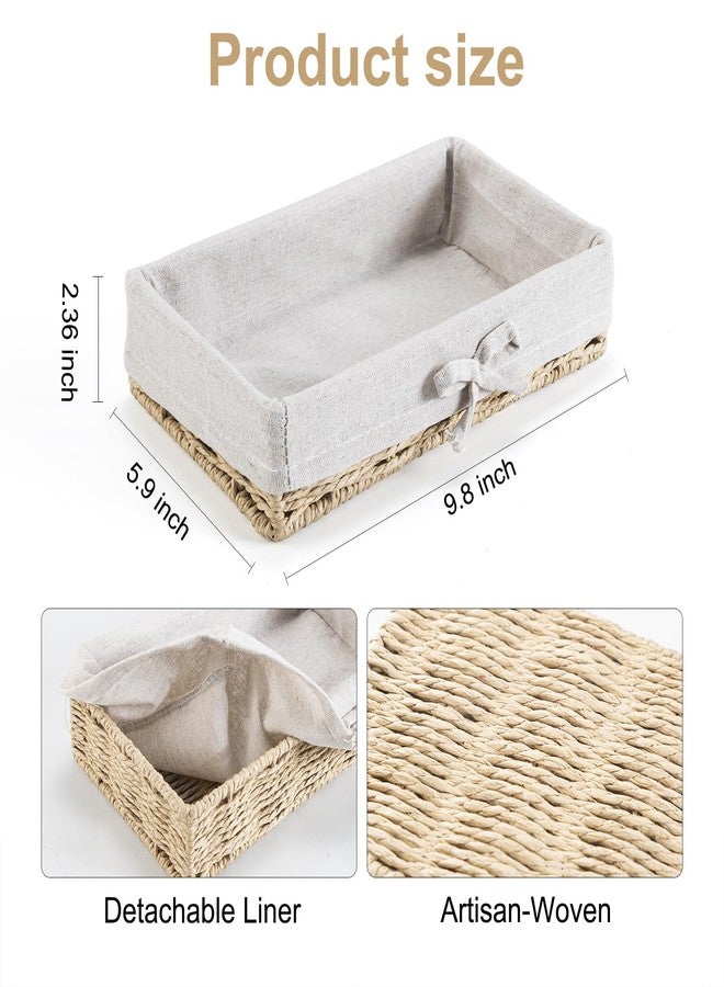 Debecty Bathroom Tray Wicker Toilet Paper Basket Toilet Tank Trays for Countertop Storage Behind Bathroom Tray Organizer Toilet Tank Top Basket Suitable for Any Home Décor Style (9.8x5.9x2.36 in, Beige) - Image 5