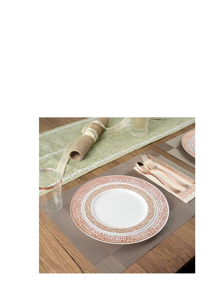 تراسل مستلزمات الحفلات أدوات مائدة للحفلات طقم أدوات مائدة بلاستيكية للحفلات يمكن التخلص منها، مستلزمات الحفلات صحن وملعقة وكوب وأدوات مائدة - 25 ضيفًا - Image 3