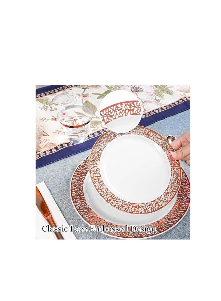 تراسل مستلزمات الحفلات أدوات مائدة للحفلات طقم أدوات مائدة بلاستيكية للحفلات يمكن التخلص منها، مستلزمات الحفلات صحن وملعقة وكوب وأدوات مائدة - 25 ضيفًا - Image 5