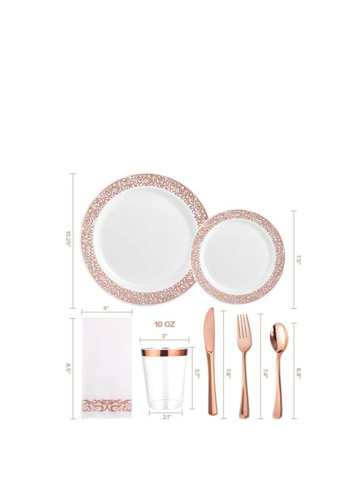 تراسل مستلزمات الحفلات أدوات مائدة للحفلات طقم أدوات مائدة بلاستيكية للحفلات يمكن التخلص منها، مستلزمات الحفلات صحن وملعقة وكوب وأدوات مائدة - 25 ضيفًا - Image 2