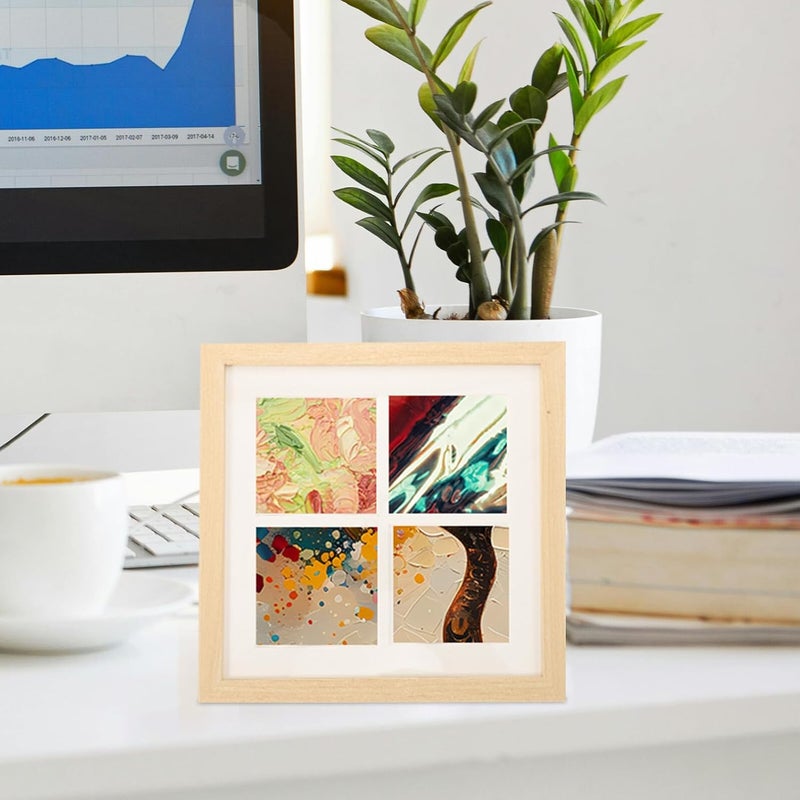 Oil Painting Frame 4-grid Wooden Photo Frame for Wall Hanging and Desktop Display - Image 5