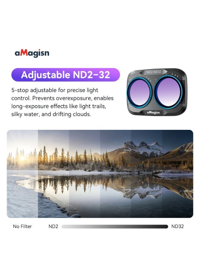 aMagisn For DJI Osmo Pocket 4P Filter Set, Magnetic Quick Release Camera Lens Filter Kit with Adjustable ND2-32 Filter, Nano Coated Optical Glass for Light Control and Video Shooting - Image 1