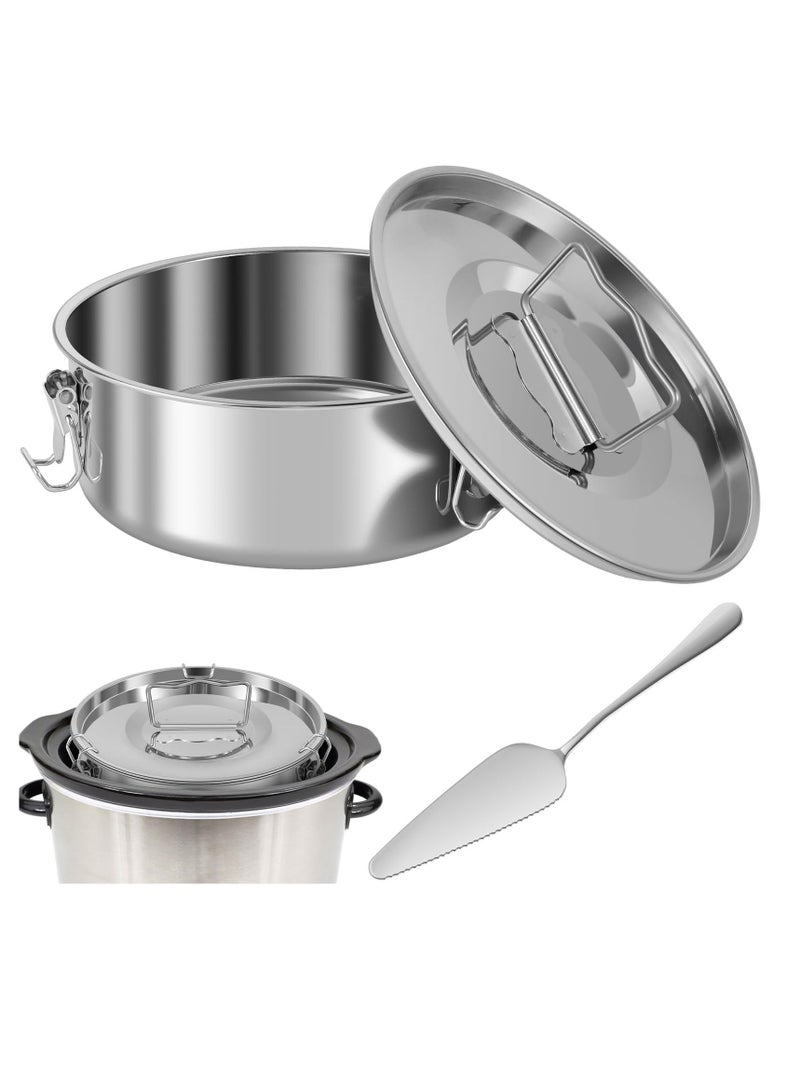 SYOSI Flan Mold, With Lid 7 inch Flan Mold for Fast Pot 6QT to 8QT 304 Stainless Steel Molde Para Flan with Handle 1.5QT Round Flan Molds for Baking Cake Baking Flan Maker for Cake Pudding Cheesecake Crepe - Image 1