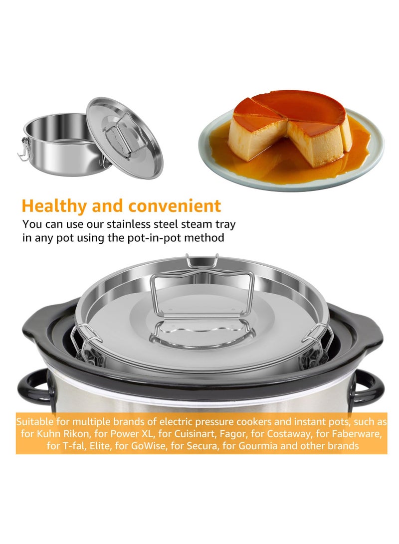 SYOSI Flan Mold, With Lid 7 inch Flan Mold for Fast Pot 6QT to 8QT 304 Stainless Steel Molde Para Flan with Handle 1.5QT Round Flan Molds for Baking Cake Baking Flan Maker for Cake Pudding Cheesecake Crepe - Image 3