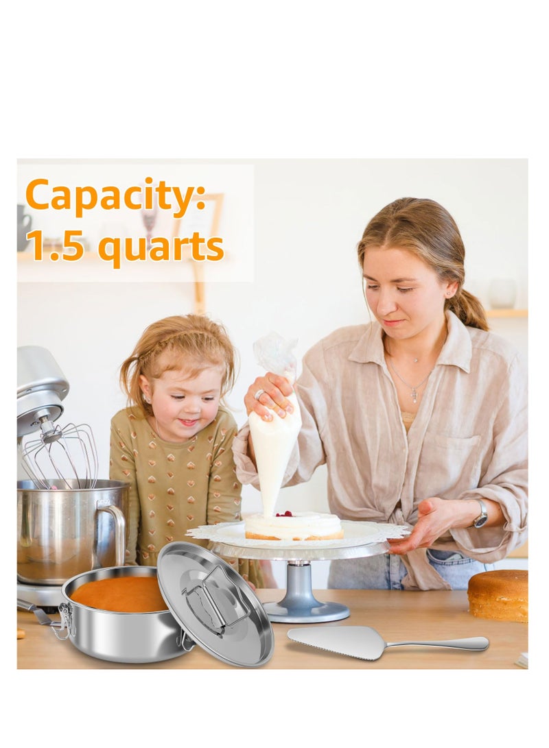 SYOSI Flan Mold, With Lid 7 inch Flan Mold for Fast Pot 6QT to 8QT 304 Stainless Steel Molde Para Flan with Handle 1.5QT Round Flan Molds for Baking Cake Baking Flan Maker for Cake Pudding Cheesecake Crepe - Image 5