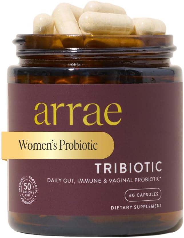 Arrae Tribiotic Probiotics for Women Support for Vaginal pH Balance Gut Immune and Feminine Health Prebiotics Probiotics Postbiotics 60 Count - Image 1