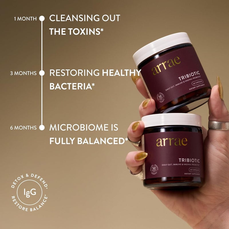 Arrae Tribiotic Probiotics for Women Support for Vaginal pH Balance Gut Immune and Feminine Health Prebiotics Probiotics Postbiotics 60 Count - Image 4