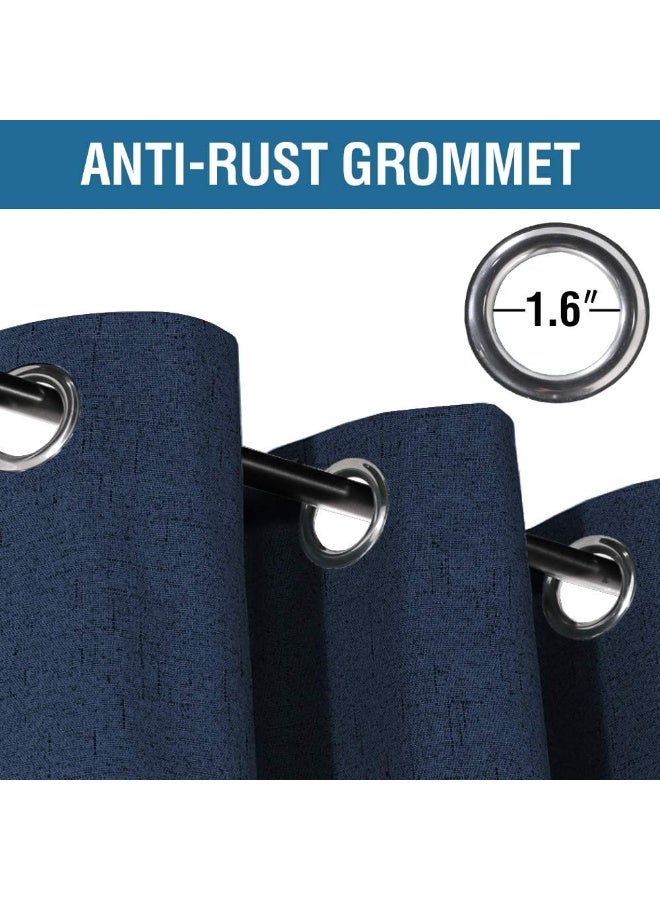 H.VERSAILTEX HVERSAILTEX 100 Blackout Curtains for Bedroom 63 Inches Long Grommet Linen Face Full Light Blocking Curtain Drapes for Living Room Thermal Linen Look Curtains 2 Panels Set 52 W x 63 L Navy - Image 5