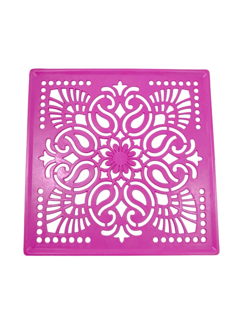 SESONBY (Set of 6) Big Size 8" Square Big Jali Rangoli Making Stencil Rangoli Stancils Tools Diwali Rangoli Rangoli Tools Pre Drawn Design Design May Vary - Image 4