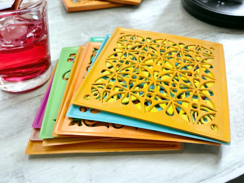 SESONBY (Set of 6) Big Size 8" Square Big Jali Rangoli Making Stencil Rangoli Stancils Tools Diwali Rangoli Rangoli Tools Pre Drawn Design Design May Vary - Image 1
