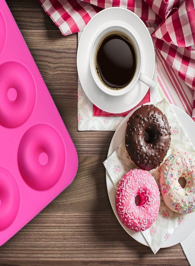 BAKERS 4U قوالب سيليكون للدونات، عبوة من قطعتين من صواني السيليكون غير اللاصقة والآمنة غذائيًا لخبز الدونات - أخضر ووردي أحمر - Image 4
