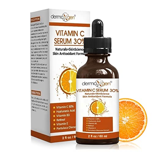DERMAXGEN 30 Organic Vitamin C Serum for Face  Natural AntiWrinkle Serum with Hyaluronic Acid  Vitamin E  AntiAging Moisturizer for Fine Lines Dark Spots  Skin Rejuvenation  2 Fl oz