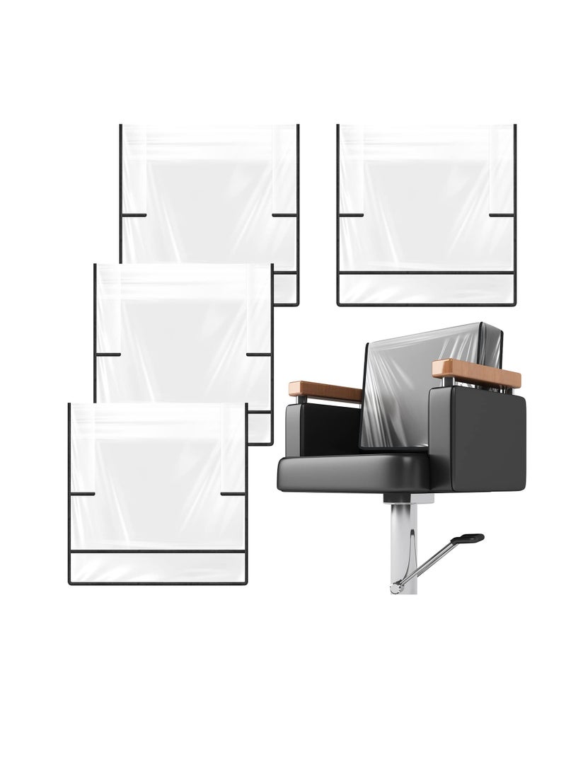 Excefore Clear Plastic Salon Chair Cover, 4 PCS Square Chair Covers Protectors, Fit Most Spa Salon Seat Protect from Hair Stain Precision Stitched Cover for Salon Barber Shop, Black Edge - Image 1