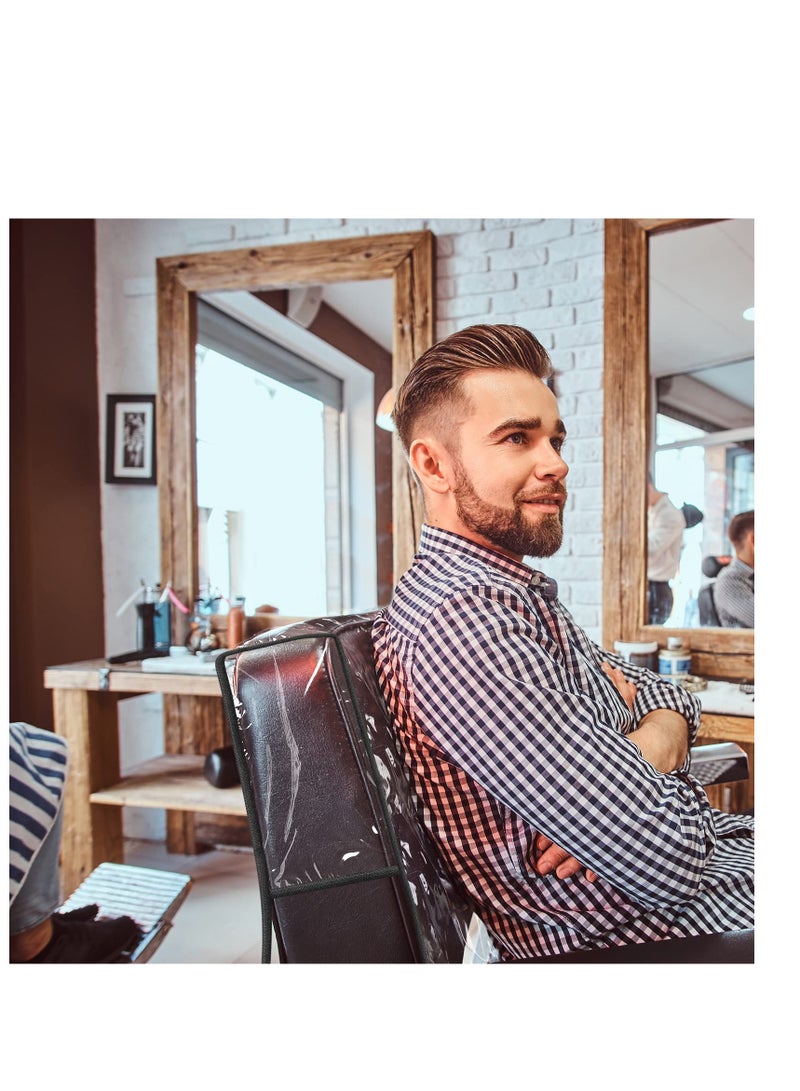 Excefore Clear Plastic Salon Chair Cover, 4 PCS Square Chair Covers Protectors, Fit Most Spa Salon Seat Protect from Hair Stain Precision Stitched Cover for Salon Barber Shop, Black Edge - Image 2